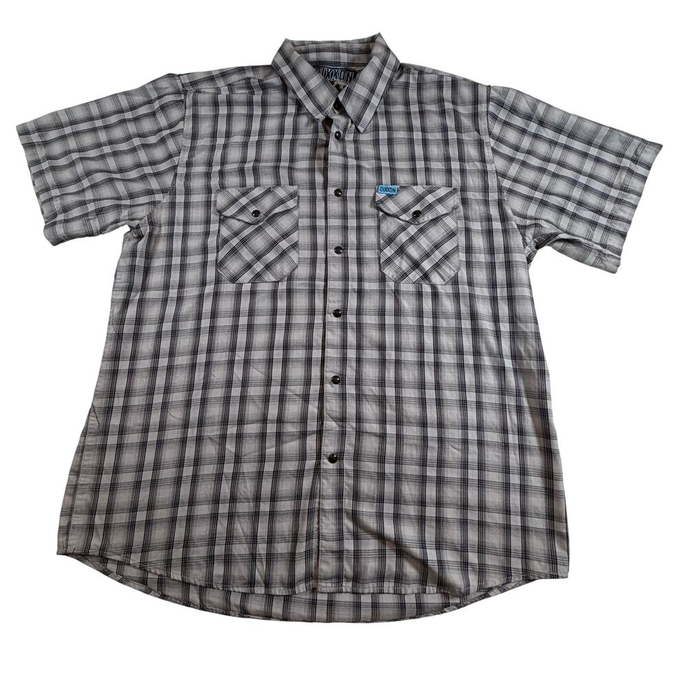 Dixxon Flannel DLux Bamboo Vagabond Cool Casual Shirt Black Gray Plaid Men Sz XL